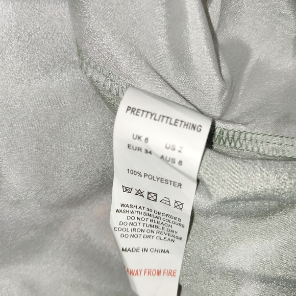 Pretty Little Thing Green Tie Dye Rouched Cowl Neck Dress Size UK 6 - Picture 8 of 8